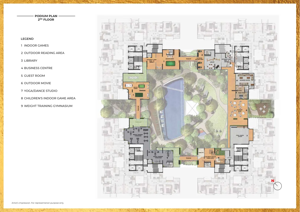 Second-floor podium plan from brochure