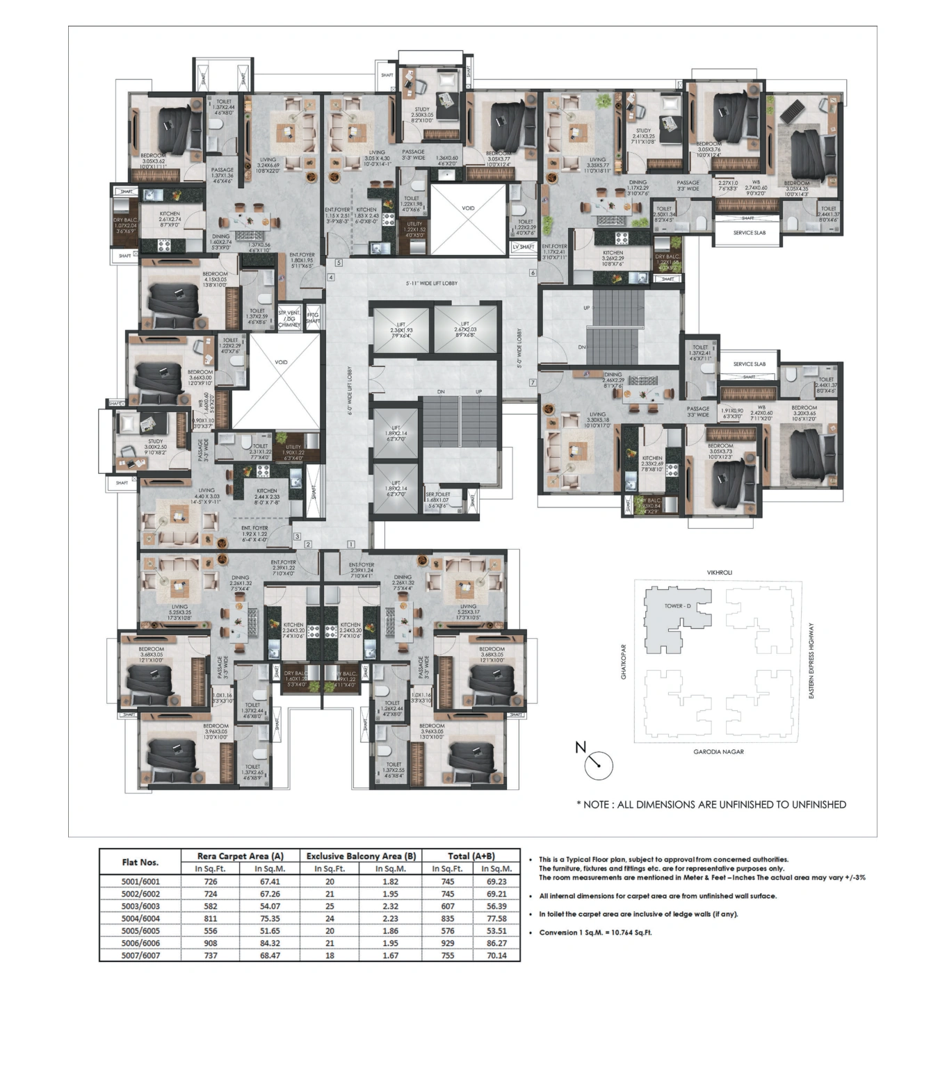 Dawn — 5th & 6th Floor layout from supplied floor plan booklet
