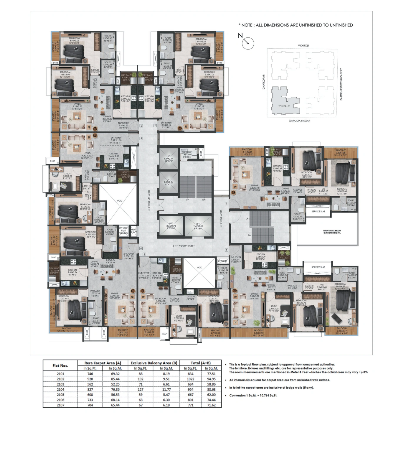Dew — 21st Floor layout from supplied floor plan booklet