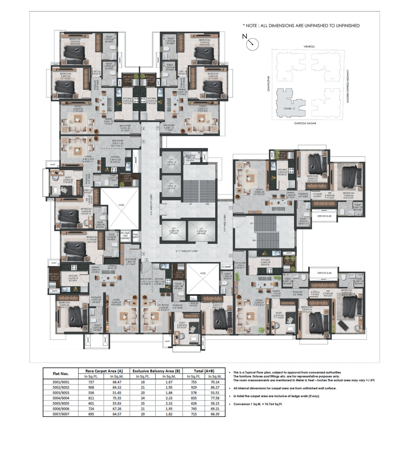Dew — 5th & 6th Floor layout from supplied floor plan booklet