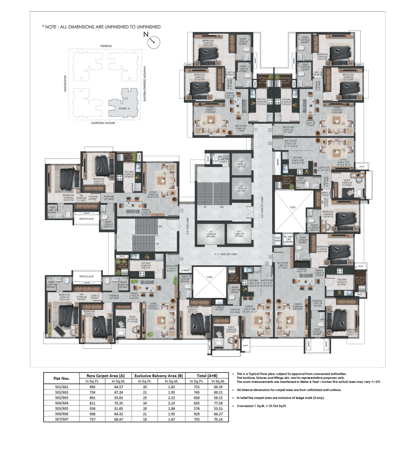 Sea Breeze — 5th & 6th Floor layout from supplied floor plan booklet